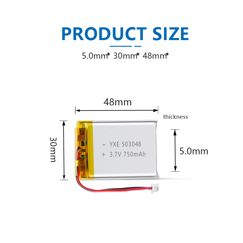 3.7 V Li-ion Battery 503048-750mah
